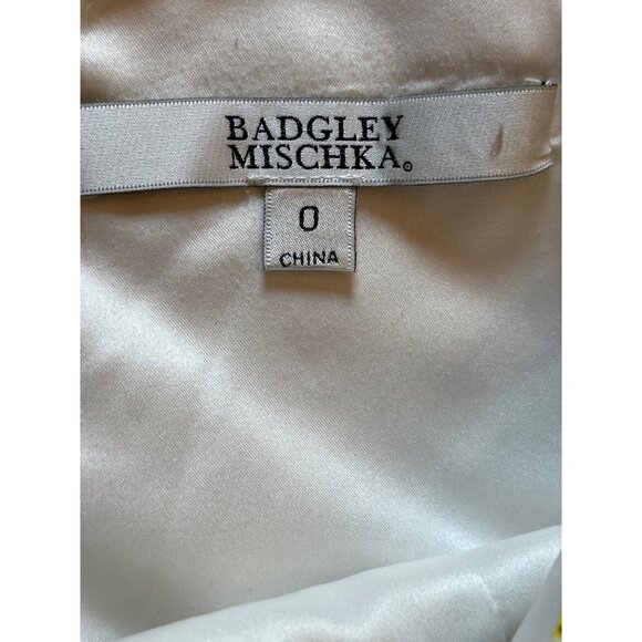 Badgley Mischka Womens Floral Print Dress in Yellow 0 Long Gown Maxi - Picture 7 of 14